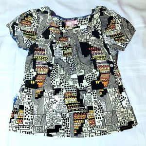 Koi Scrub Top Demi Style Abstrat Print size Small